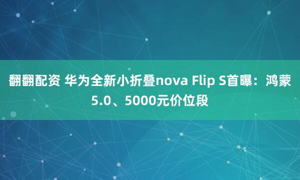 翻翻配资 华为全新小折叠nova Flip S首曝：鸿蒙5.0、5000元价位段