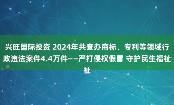 兴旺国际投资 2024年共查办商标、专利等领域行政违法案件4.4万件——严打侵权假冒 守护民生福祉