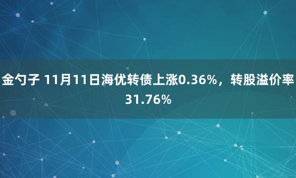 金勺子 11月11日海优转债上涨0.36%,转股溢价率31.76%